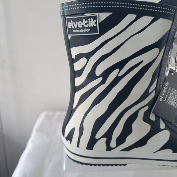 NWT - Elvetik Zebra Stripes Rubber Lace-up Boots Swiss Design (US Size 5) - Picture 9 of 14
